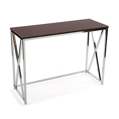 Imagen de Versa Modena Mueble Recibidor Estrecho para Entrada o Pasillo, Mesa Consola, Medidas (Al x L An) 76 40,5 106,5 cm, Madera y Metal, Color Marrón