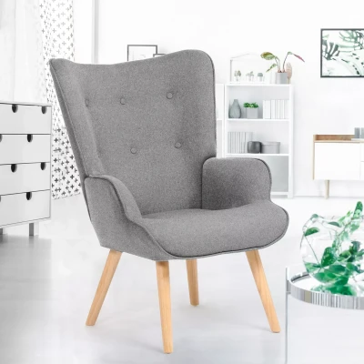 Imagen de IDMarket Ivar Sillón escandinavo de tela gris claro