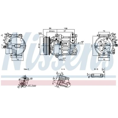 Imagen de NISSENS 890591 Compresor de Aire Acondicionado 12 PAG 46 R 134 a