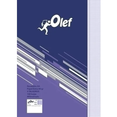 Imagen de RECAMBIO OLEF A4 100h 90gr 4 TALADROS MILIMETRADO. 10 UNIDADES