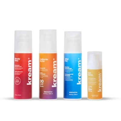Imagen de KREAM New Summer Pack (Intensificador del Bronceado 150 ml + Aceite bronceador SPF30 200 After Sun Protector solar facial SPF50)