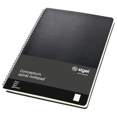Imagen de SIGEL CO821 Cuaderno espiral, 23.6 x 30.1 cm, a líneas, Hardcover, negro, Conceptum