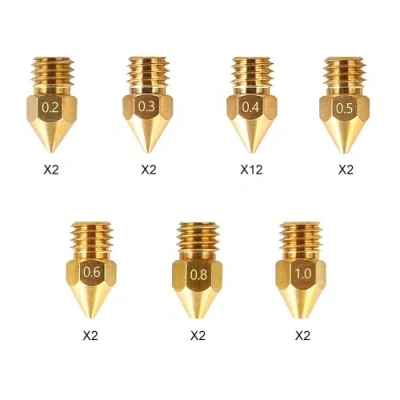 Imagen de Creality Boquilla Impresora 3D Extrusora Cabezal de Impresión Latón 24 pcs Boquillas MK8 para Serie Ender 3 CR 10 con 7 Tamaños Diferentes 0.2mm,0.3mm,0.4mm,0.5mm, 0.6mm, 0.8mm,1.0 mm