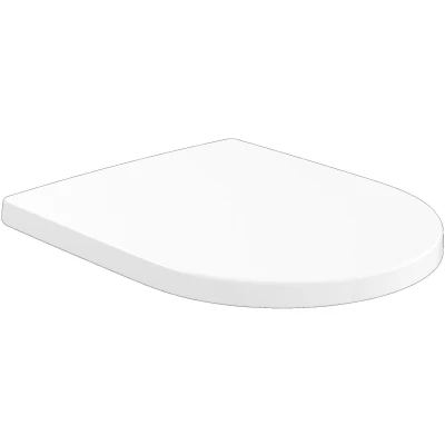 Imagen de asiento para inodoro Subway 3.0 de Villeroy &amp; Boch, con tapa y cierre automático, fabricado Duroplast resistente, pieza recambio original, en forma D, color Stone White, mate