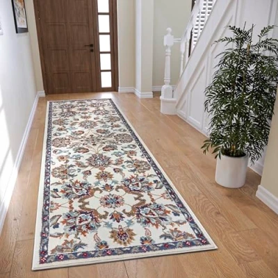 Imagen de Hanse Home Caracci Alfombra Oriental clásica densa Tejida con Adornos y Motivos Florales, Pelo Corto Suave para Dormitorio, Comedor, salón, Pasillo, Cocina, Crema, 200 x 280 cm