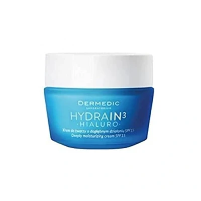 Imagen de DERMEDIC HYDRAIN3 HIALURO Crema hidratante profunda SPF 15 50 ml Recomendado para pieles secas, muy secas y deshidratadas Hipoalergénico