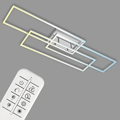 Imagen de BRILONER lámpara de techo LED, regulable, LED con mando a distancia, marco temperatura color ajustable, cromo aluminio, 1165x330x95 mm