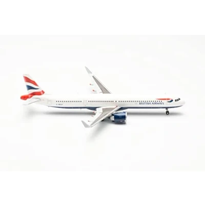 Imagen de herpa Miniatura del avión British Airways Airbus A321neo, G NEOY, Escala 1/200, Modelo prefabricado, maqueta de colleción, modelismo, Avion con Soporte, Figura plástico