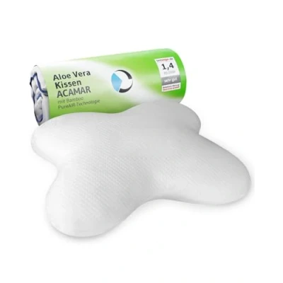 Imagen de Almohada Mariposa ACAMAR con Aloe Vera y Carbón de Bambú Cojín Ergonómico Espuma VIscoelástica para Dormir Lado Funda el Cuidado la Piel Hipoalergénica
