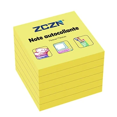 Imagen de ZCZN Notas Adhesivas 76 x mm, 6 Libros de Autoadhesivas, 80 Hojas/Libro, Postis Pequeños Adecuadas para (Amarillo)