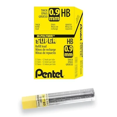 Imagen de Pentel Juego de minas recambio para portaminas (12 tubos 15 unidades, HB 0,9 mm)