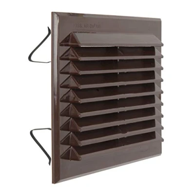 Imagen de La Ventilazione BMR140M Rejilla de ventilación rectangular marrón con red antiinsectos y muelles, dimensiones 175 x 146 mm