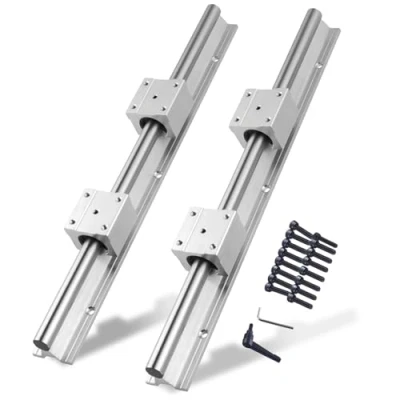 Imagen de CNCYEAH Riel de guía lineal, 2 unidades carriles 500 mm, juego deslizamiento con ejes lineal y 4 bloques rodamientos SBR20UU, guías para tornos (SBR20 mm)