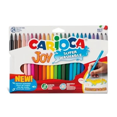Imagen de Carioca Rotuladores Joy Finos y con Punta Bloqueada de 2,6 mm Tinta Lavable, 24 Unidades