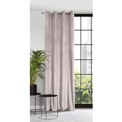 Imagen de Eurofirany Cortina de Terciopelo con Ojales para Puerta balcón, Aspecto Terciopelo, diseño Ondulado, Lisa, mullida, salón, Dormitorio, 140 x 250 cm, Textura 3D, Rosa Polvo 384145