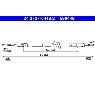 Imagen de ATE 24.3727 0449.2 Cable de Freno Mano 1742