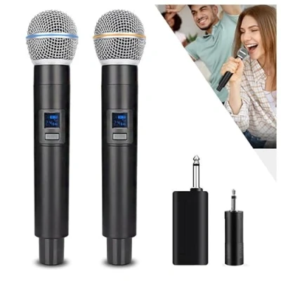 Imagen de Micrófono Inalámbrico 2.4G, Dual Karaoke, Dinámico con Receptor Recargable, Plug and Play, Adecuado para Voz, Boda, Iglesia, Sistema de megafonía (W58 2.4g)