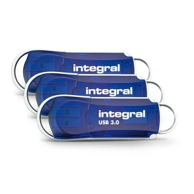 Imagen de Integral 32GB USB 3.0 Flash Drive Courier Azul hasta 100MB/s (Pack de 3)