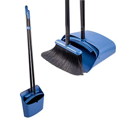 Imagen de Jekayla Escoba y recogedor, barredora recogedora de Polvo Combinados con una manija Extensible 137 cm Largo para el Barrido Limpieza del hogar (Azúl)