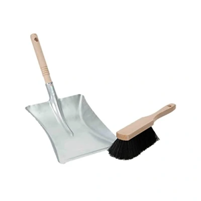 Imagen de Novaliv juego de recogedor plateado galvanizado, carbón, mano, adecuado para camping y