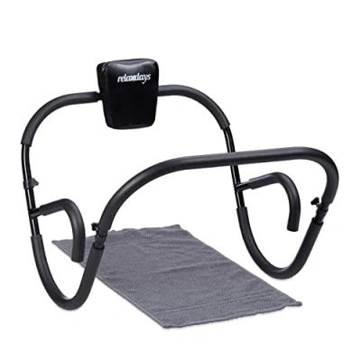 Imagen de Relaxdays Aparato para Abdominales, Plegable, 60 x 70 cm, Entrenador en casa, Negro, Adultos Unisex