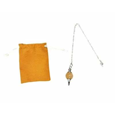 Imagen de Piedra Preciosa, péndulo de Cristal, Cristal esférica Vintage para Radiestesia, Chakra Reiki Adivinación Meditación Wicca (Topacio)