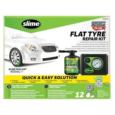 Imagen de Slime 50138 51 Reparación de Pinchazos, Smart Repair Plus, Kit Emergencia para Neumáticos, Incluye Sellante y Bomba, Apto Coches Otros Vehículos Carretera, en 12 min