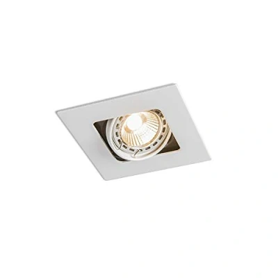 Imagen de QAZQA Moderno Foco empotrado cuadrado blanco orientable ARTEMIS Acero Cuadrada Adecuado para LED Max. 1 x 50 Watt