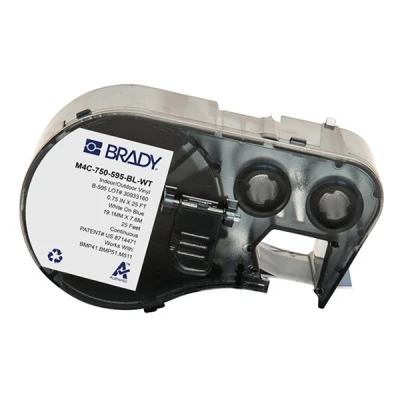 Imagen de Brady M4C 750 595 BL WT cinta vinílica blanca sobre azul 19,05 mm x 7,62 m (original)
