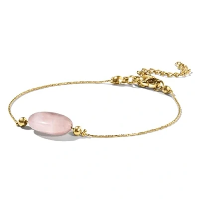 Imagen de PURAJA Pulsera de piedras preciosas Mujer cuarzo rosa 18k chapado en oro auténtico Hecho a mano la suerte Valiente