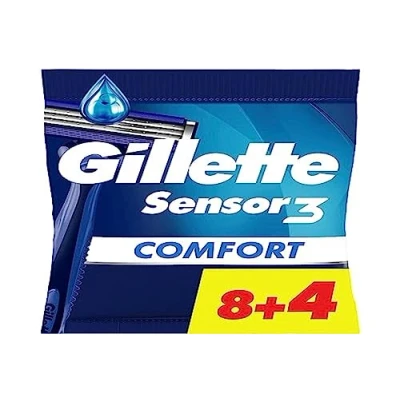 Imagen de Gillette Sensor3 Comfort, Afeitadoras desechables para hombre, con banda lubricante, lote de 8+4