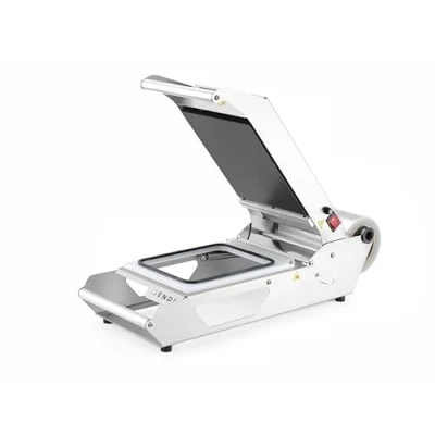 Imagen de HENDI Termoselladora de bandejas, selladora compacta, universal, para sellar alimentos frescos, incl 1 matriz PE envases 227x178 mm, 230V, 700W, acero inoxidable