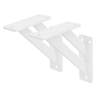 Imagen de ML Design Set de 2x Soporte Estante 120x120mm Blanco Aluminio Estilo Industrial Forma Escuadra Triángulo para Estantería Pared apto Balda, Repisa Flotante y Proyectos DIY Bricolaje