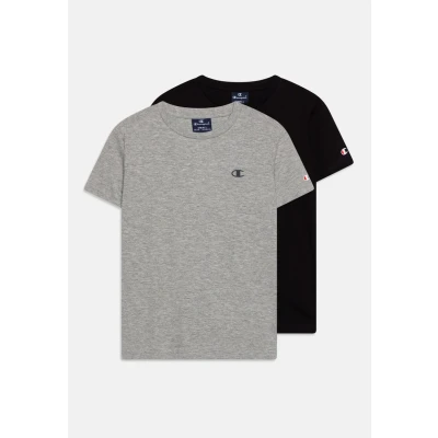 Imagen de Champion Legacy Basics B S 2 Pack Crewneck Camiseta, Negro Gris Melange Claro, 3 4 Años (Pack de 2) para Niños
