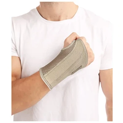 Imagen de HMCEY Muñequera Tendinitis Muñeca Transpirable Tunel Carpiano Derecha Elastico Ortopedica de Soporte Férula para Esguinces, Lesiones por Esfuerzo Repetitivo(Beige,S/M)