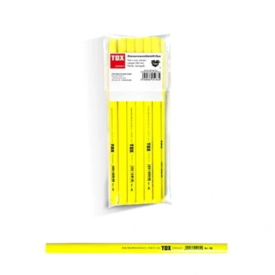 Imagen de TOX Neo Lápiz de carpintero, oval cuadrangular, amarillo neón, dureza media, para anchuras trazo 1 2 mm, sin afilar, longitud 250 09790102