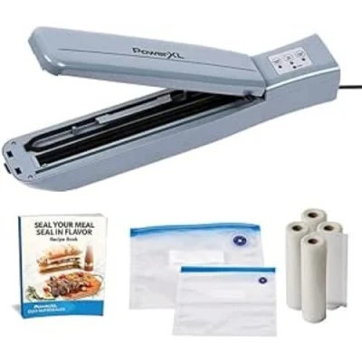 Imagen de Power XL Duo Vacuum Nutrisealer Máquina selladora automática de Alimentos 6 en 1 Sistema sellado aire para conservación comidas y líquidos secos húmedos Rollo bolsas