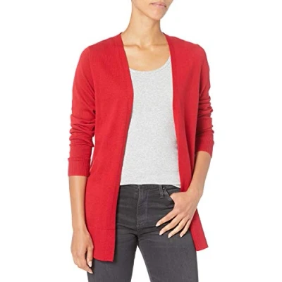 Imagen de Amazon Essentials Jersey Cárdigan Ligero de Abertura Fronta (Disponible en Tallas Grandes) Mujer, Rojo, XXL