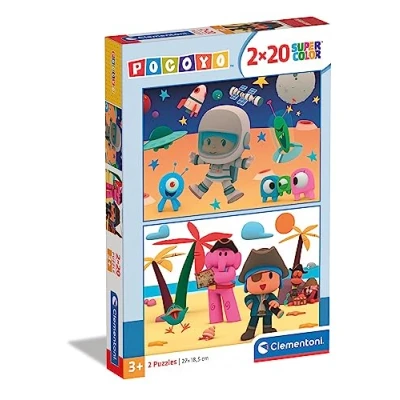 Imagen de Clementoni Supercolor Pocoyo 2 x 20 (Incluye Piezas) Puzzle para niños de 3 años, Rompecabezas Dibujos Animados Made in Italy, Multicolor (144777)