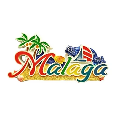 Imagen de imán 3D Malaga España para nevera, letras, estilo souvenir, autoadhesivo, hecho a mano, decoración el hogar y la cocina,