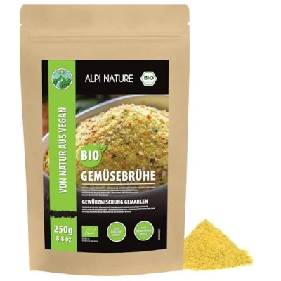 Imagen de Mezcla de condimento caldo verduras orgánicas (250g), sal sopa orgánica, ingredientes 100% naturales, orgánicos, sin aditivos artificiales