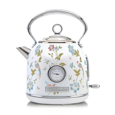 Imagen de VQ Laura Ashley Tetera Electrica Elveden Blanco Hervidor de Agua 1.7 Litros Gran Capacidad, 3 KW Ebullición Rápida con Protección Contra Sobrecalentamiento e Indicador Temperatur