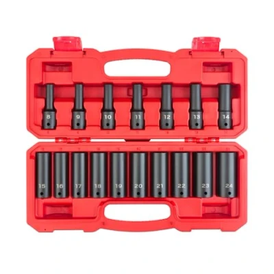 Imagen de TEKTON SID92329 Juego de llaves vaso impacto profundo 6 puntos 1/2 pulgada, 17 piezas (8 24 mm)
