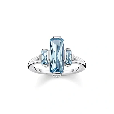 Imagen de Thomas Sabo Anillo Grandes Piedras Azules Plata de Ley 925 TR2267 009 1 48, Azul Claro