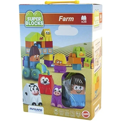 Imagen de Miniland Super Blocks: Farm 38pc Juegp de construcción con Bloques la Granja. (32339)