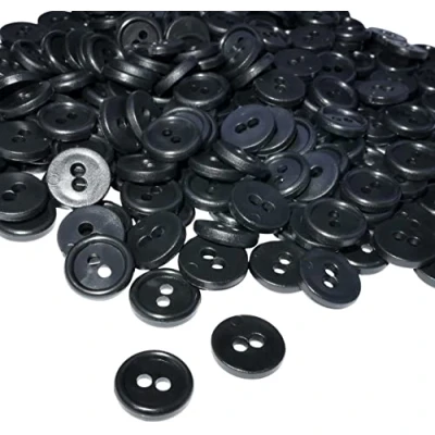 Imagen de AERZETIX C56339 Juego de 100 Botones redondos para costura Ø11.5x2.2mm con 2 agujeros diámetro apertura 2mm color negro en plástico decoración mercería moda
