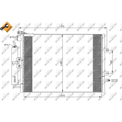 Imagen de NRF EASY FIT 35897 Condensador con secador, junta anular 15,5 10,1 Aluminio 510 RENAULT: Clio 3, III Grandtour