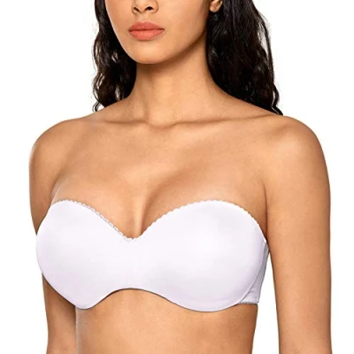 Imagen de DOBREVA Sujetador Sin Tirantes con Push Up Costuras para Mujer Blanco 100C