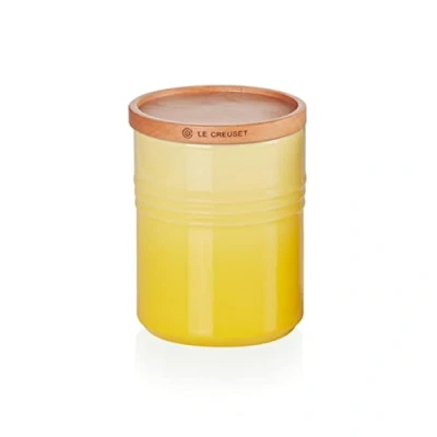 Imagen de Le Creuset Bote de almacenaje mediano Cerámica gres con tapa madera, gres, 540 ml, 10 cm, Soleil, 91044401403099