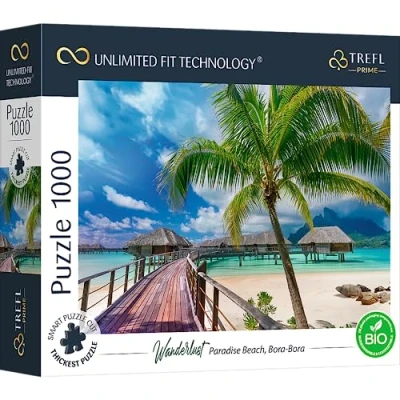 Imagen de Trefl 1000 Piezas, Cartón Más Grueso, Bio, EKO, Playa del Paraíso, Palmeras, Entretenimiento para Adultos Y Niños Mayores De 12 Años, Color uft Puzzle Wanderlust: Paradise Beach, Bora, (10704)